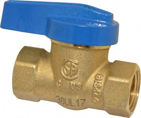 Legend Valve - 3/8" Pipe, Brass, Straight without Side Tap, Gas Ball Valve - 175 psi WOG Rating, Wedge Handle, FNPT x FNPT End Connections, 1 Piece - Caliber Tooling