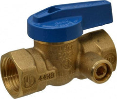 Legend Valve - 1/2" Pipe, Brass, Straight with Side Tap, Gas Ball Valve - 175 psi WOG Rating, Wedge Handle, FNPT x FNPT End Connections, 1 Piece - Caliber Tooling