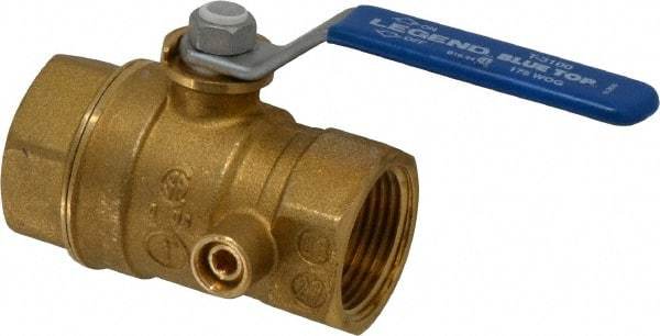 Legend Valve - 1" Pipe, Brass, Straight with Side Tap, Gas Ball Valve - 175 psi WOG Rating, Wedge Handle, FNPT x FNPT End Connections, 1 Piece - Caliber Tooling