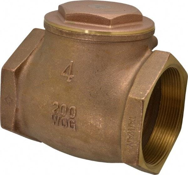 Legend Valve - 4" Brass Check Valve - Inline, FNPT x FNPT, 200 WOG - Caliber Tooling