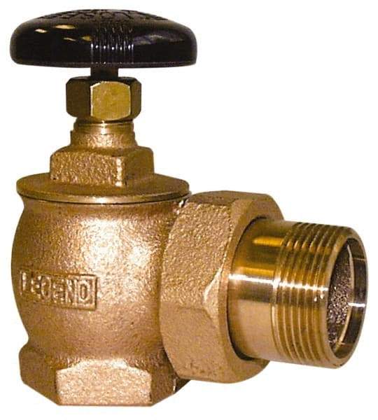 Legend Valve - 1-1/4" Pipe, 60 psi WOG Rating, FNPT x Male Union End Connections, Handwheel Steam Angle Radiator Valve - 15 psi Steam Pressure Rating, Bronze - Caliber Tooling