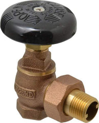 Legend Valve - 1/2" Pipe, 60 psi WOG Rating, FNPT x Male Union End Connections, Handwheel Steam Angle Radiator Valve - 15 psi Steam Pressure Rating, Bronze - Caliber Tooling