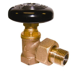 Legend Valve - 1/2" Pipe, 60 psi WOG Rating, FNPT x Male Union End Connections, Handwheel Hot Water Angle Radiator Valve - Bronze - Caliber Tooling