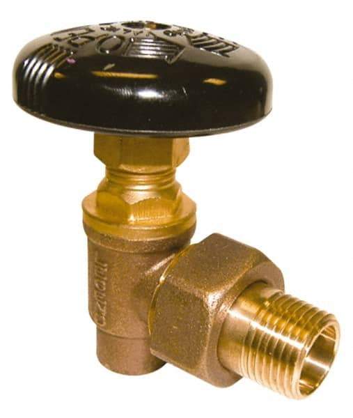 Legend Valve - 3/4" Pipe, 60 psi WOG Rating, Soldered x Male Union End Connections, Handwheel Hot Water Angle Radiator Valve - 125 psi Steam Pressure Rating, Bronze - Caliber Tooling