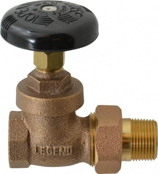 Legend Valve - 3/4" Pipe, 200 psi WOG Rating, FNPT x Male Union End Connections, Handwheel Steam Gate Radiator Valve - 125 psi Steam Pressure Rating, Bronze - Caliber Tooling