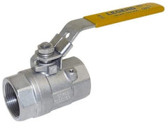 Legend Valve - 1-1/4" Pipe, Large Port, Stainless Steel Standard Ball Valve - 2 Piece, Inline - One Way Flow, FNPT x FNPT Ends, Locking Lever Handle, 1,500 WOG, 150 WSP - Caliber Tooling