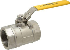 Legend Valve - 2" Pipe, Large Port, Stainless Steel Standard Ball Valve - 2 Piece, Inline - One Way Flow, FNPT x FNPT Ends, Locking Lever Handle, 1,500 WOG, 150 WSP - Caliber Tooling