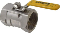 Legend Valve - 2" Pipe, Standard Port, Stainless Steel Standard Ball Valve - 1 Piece, Inline - One Way Flow, FNPT x FNPT Ends, Locking Lever Handle, 800 WOG, 150 WSP - Caliber Tooling