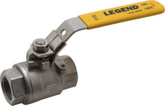 Legend Valve - 1" Pipe, Full Port, Stainless Steel Standard Ball Valve - 2 Piece, Inline - One Way Flow, FNPT x FNPT Ends, Locking Lever Handle, 1,000 WOG, 150 WSP - Caliber Tooling