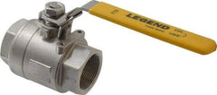 Legend Valve - 1-1/2" Pipe, Full Port, Stainless Steel Standard Ball Valve - 2 Piece, Inline - One Way Flow, FNPT x FNPT Ends, Locking Lever Handle, 1,000 WOG, 150 WSP - Caliber Tooling