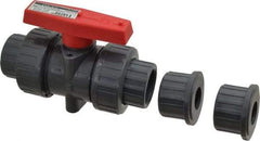 Legend Valve - 1" Pipe, Full Port, PVC True Union Design Ball Valve - Inline - One Way Flow, FNPT x Solvent Ends, Tee Handle, 150 WOG - Caliber Tooling