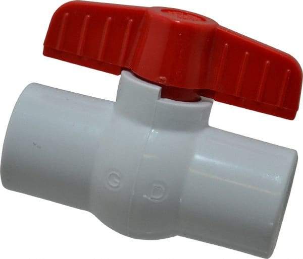 Legend Valve - 3/4" Pipe, Full Port, PVC Miniature Ball Valve - Inline - One Way Flow, FNPT x FNPT Ends, Tee Handle, 150 WOG - Caliber Tooling