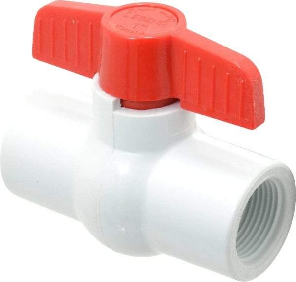 Legend Valve - 1" Pipe, Full Port, PVC Miniature Ball Valve - Inline - One Way Flow, FNPT x FNPT Ends, Tee Handle, 150 WOG - Caliber Tooling