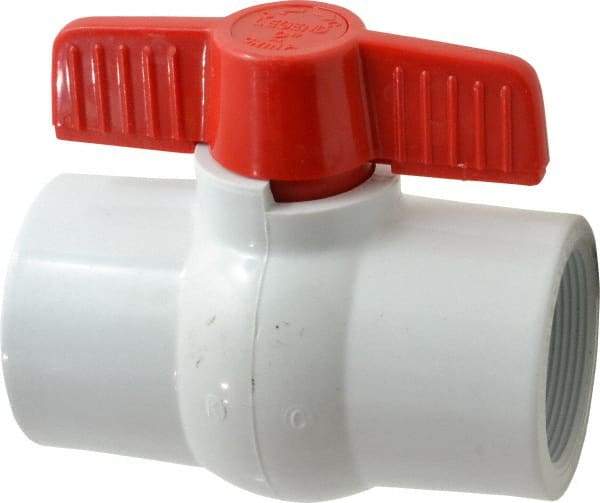 Legend Valve - 2" Pipe, Full Port, PVC Miniature Ball Valve - Inline - One Way Flow, FNPT x FNPT Ends, Tee Handle, 150 WOG - Caliber Tooling