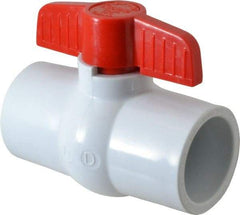 Legend Valve - 1-1/4" Pipe, Full Port, PVC Miniature Ball Valve - Inline - One Way Flow, Solvent x Solvent Ends, Tee Handle, 150 WOG - Caliber Tooling