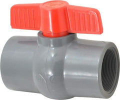 Legend Valve - 2" Pipe, Full Port, PVC Miniature Ball Valve - Inline - One Way Flow, FNPT x FNPT Ends, Tee Handle, 150 WOG - Caliber Tooling