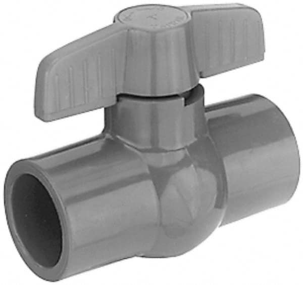 Legend Valve - 1-1/4" Pipe, Full Port, PVC Miniature Ball Valve - Inline - One Way Flow, Solvent x Solvent Ends, Tee Handle, 150 WOG - Caliber Tooling