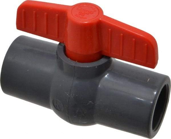 Legend Valve - 3/4" Pipe, Full Port, PVC Miniature Ball Valve - Inline - One Way Flow, Solvent x Solvent Ends, Tee Handle, 150 WOG - Caliber Tooling