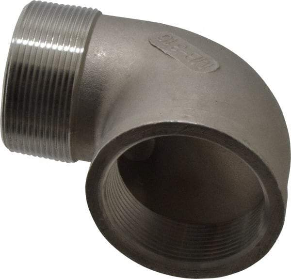 Merit Brass - 2" Grade 316 Stainless Steel Pipe 90° Street Elbow - FNPT x MNPT End Connections, 150 psi - Caliber Tooling