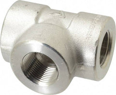 Value Collection - 1" Grade 316/316L Stainless Steel Pipe Tee - FNPT x FNPT x FNPT End Connections, 3,000 psi - Caliber Tooling