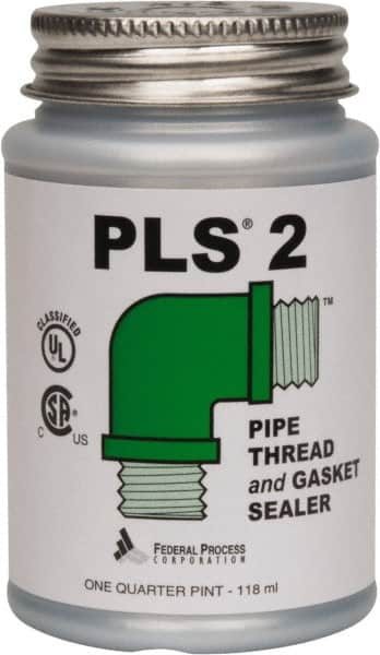 Federal Process - 1/4 Pt Brush Top Can Gray Federal PLS-2 Premium Thread & Gasket Sealant - 600°F Max Working Temp - Caliber Tooling