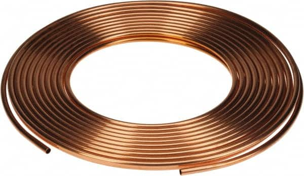 Mueller Industries - 100' Long, 1/2" OD x 3/8" ID, Copper Seamless Tube - 0.049" Wall Thickness, 0.269 Ft/Lb - Caliber Tooling