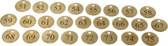 Value Collection - 1-1/4" High x 1-1/4" Long, 51 to 75, English Safety & Facility Numbered Tag - 1 Side, Brass - Caliber Tooling