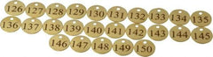 Value Collection - 1-1/4" High x 1-1/4" Long, 126 to 150, English Safety & Facility Numbered Tag - 1 Side, Brass - Caliber Tooling