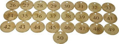 Value Collection - 1-1/2" High x 1-1/2" Long, 26 to 50, English Safety & Facility Numbered Tag - 1 Side, Brass - Caliber Tooling