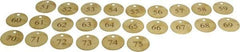 Value Collection - 1-1/2" High x 1-1/2" Long, 51 to 75, English Safety & Facility Numbered Tag - 1 Side, Brass - Caliber Tooling