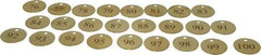 Value Collection - 1-1/2" High x 1-1/2" Long, 76 to 100, English Safety & Facility Numbered Tag - 1 Side, Brass - Caliber Tooling