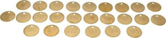 Value Collection - 1-1/2" High x 1-1/2" Long, 101 to 125, English Safety & Facility Numbered Tag - 1 Side, Brass - Caliber Tooling