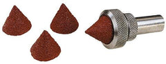 Superior Abrasives - 1-1/2" Long x 1/2" Diam, Aluminum Oxide, Full Taper Cartridge Roll - 36 Grit, 1/8" Pilot Hole Diam, Very Coarse Grade, X Weighted, Cloth Backing - Caliber Tooling