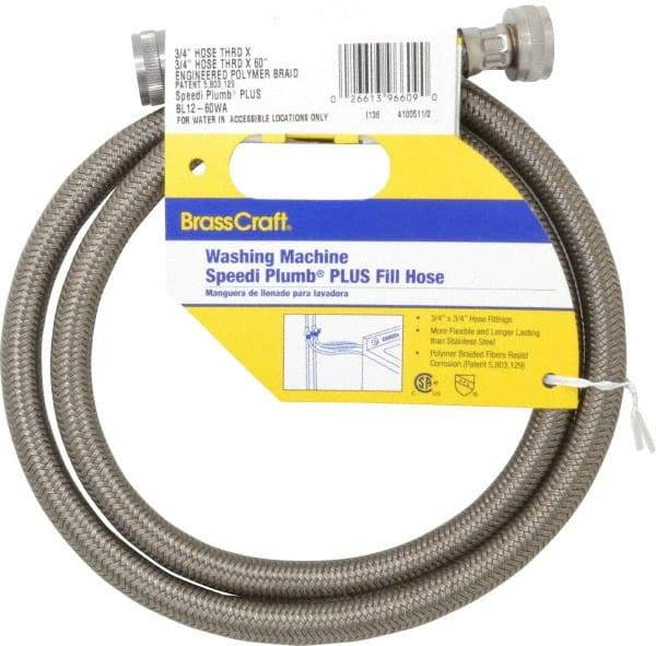 Brass Craft - 3/4" Hose Bibb Inlet, 3/4" Hose Bibb Outlet, Brass Flexible Connector - Braided Stainless Steel, Use with Washers - Caliber Tooling