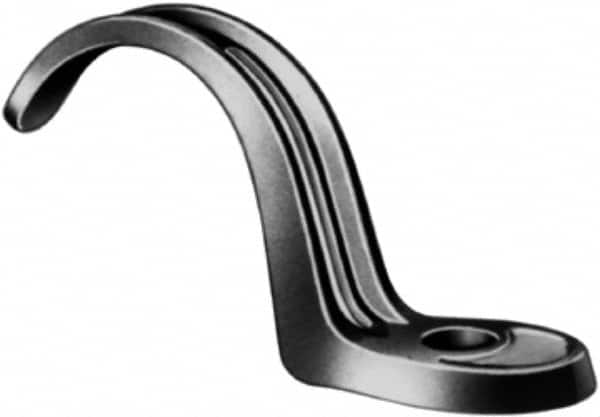 Made in USA - 2" Pipe, Malleable Iron, Black Plated" Pipe or Conduit Strap - 1 Mounting Hole - Caliber Tooling