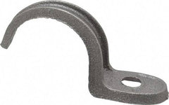 Made in USA - 1-1/2" Pipe, Malleable Iron, Black Plated" Pipe or Conduit Strap - 1 Mounting Hole - Caliber Tooling