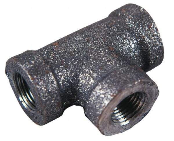 Made in USA - Size 4", Class 150, Malleable Iron Black Pipe Tee - 150 psi, Threaded End Connection - Caliber Tooling