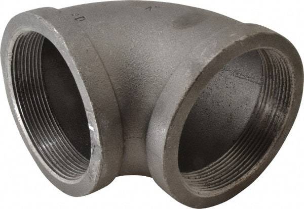 Made in USA - Size 4", Class 150, Malleable Iron Black Pipe 90° Elbow - 150 psi, Threaded End Connection - Caliber Tooling