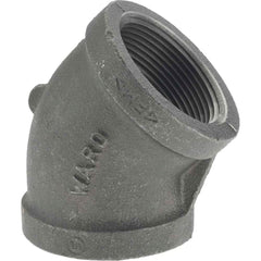 Black 45 ° Elbow: 1-1/2″, 150 psi, Threaded Malleable Iron, Black Finish, Class 150