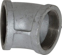 Made in USA - Class 150, 3" Galvanized Pipe 45° Elbow - Threaded, Malleable Iron - Caliber Tooling