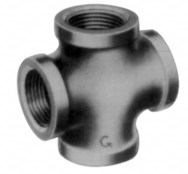 Made in USA - Size 3", Class 150, Malleable Iron Black Pipe Cross - 300 psi, Threaded End Connection - Caliber Tooling