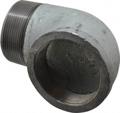 Made in USA - Class 150, 3" Galvanized Pipe 90° Street Elbow - Threaded, Malleable Iron - Caliber Tooling