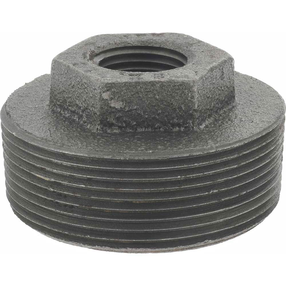 Black Hex Bushing: 2 x 1/2″, 125 psi, Threaded Cast Iron, Black Finish, Class 125