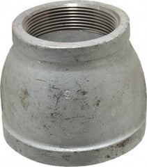 Made in USA - Class 150, 4 x 3" Galvanized Pipe Reducing Coupling - Threaded, Malleable Iron - Caliber Tooling