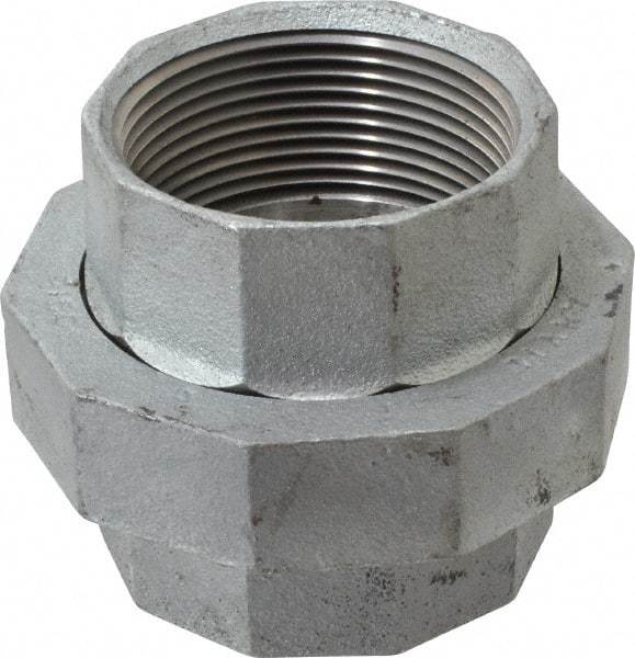 Made in USA - Class 150, 2-1/2" Galvanized Pipe Union - Threaded, Malleable Iron - Caliber Tooling