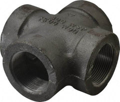 Made in USA - Size 1-1/2", Class 300, Malleable Iron Black Pipe Cross - 300 psi, Threaded End Connection - Caliber Tooling