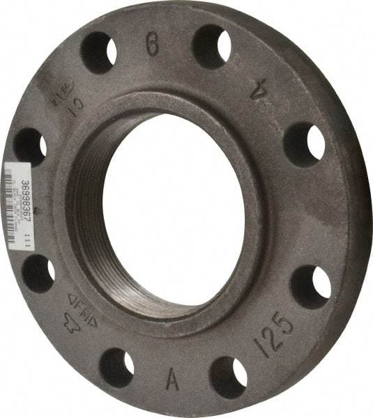 Made in USA - 4" Pipe, 9" OD, 1-5/16" Hub Length, Iron Threaded Pipe Flange - 5-5/16" Across Bolt Hole Centers, 7/8" Bolt Hole, 175 psi, Class 125 - Caliber Tooling