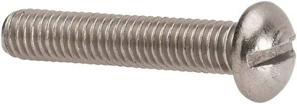 Value Collection - #10-32 UNF, 1" Length Under Head Slotted Drive Machine Screw - Round Head, Grade 316 Stainless Steel, Uncoated, Without Washer - Caliber Tooling