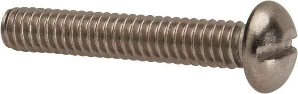 Value Collection - 1/4-20 UNC, 1-1/2" Length Under Head Slotted Drive Machine Screw - Round Head, Grade 316 Stainless Steel, Uncoated, Without Washer - Caliber Tooling