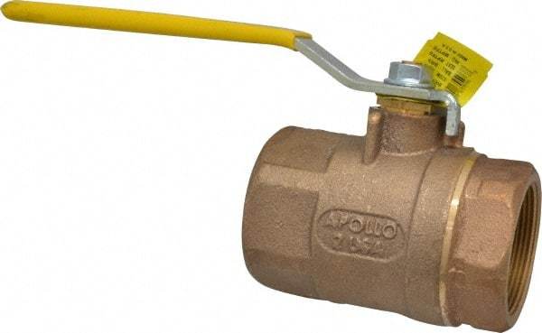 Apollo - 2" Pipe, Standard Port, Bronze Standard Ball Valve - 2 Piece, Inline - One Way Flow, FNPT x FNPT Ends, Lever Handle, 600 WOG, 125 WSP - Caliber Tooling